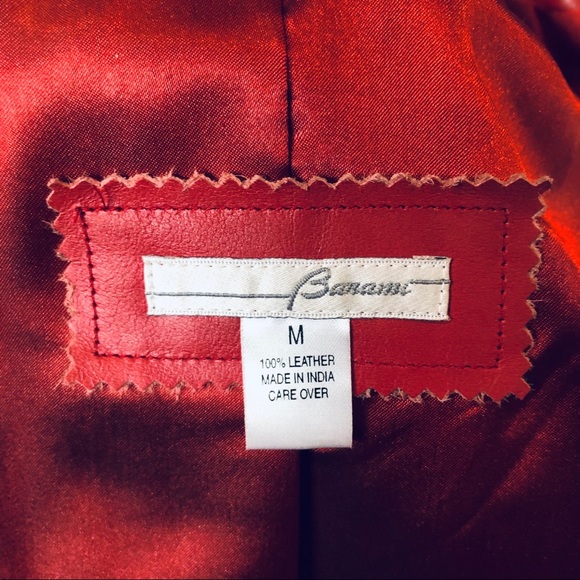 100% Leather Jacket - Bright Fire Engine Red - Picture 5 of 6